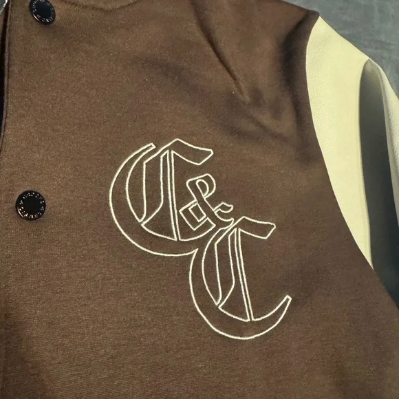 C.C Brown and Cream Varsity Jacket - Picture 2 of 5
